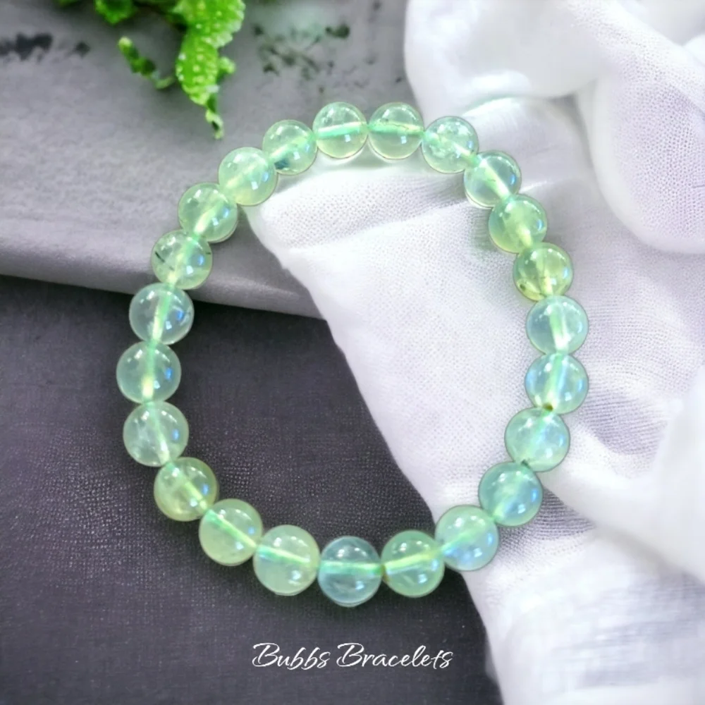 Prehnite Rare Natural Stones Healing Bracelet - 8mm Women's Crystal Bracelet - Picture 1 of 4